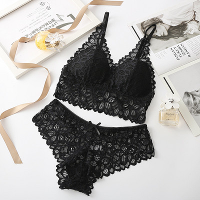 Beauty Back Σέξι γυναικεία εσώρουχα Δαντέλα Bralette Push-up Σουτιέν και εσώρουχα Γυναικεία Σετ εσώρουχα σε σουτιέν με κέντημα