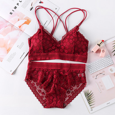 Beauty Back Σέξι γυναικεία εσώρουχα Δαντέλα Bralette Push-up Σουτιέν και εσώρουχα Γυναικεία Σετ εσώρουχα σε σουτιέν με κέντημα