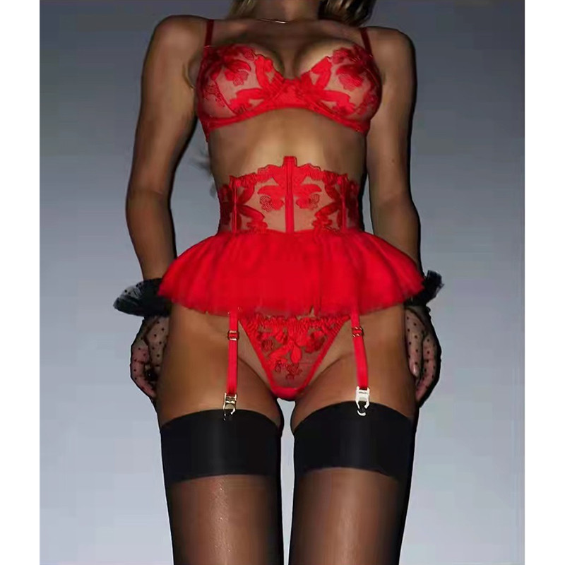 Σέξι γυναικεία εσώρουχα Aduloty Κέντημα με δαντέλα με λεπτό εσώρουχο Ερωτικό εσώρουχο Σετ εσώρουχα φούστα Lotus