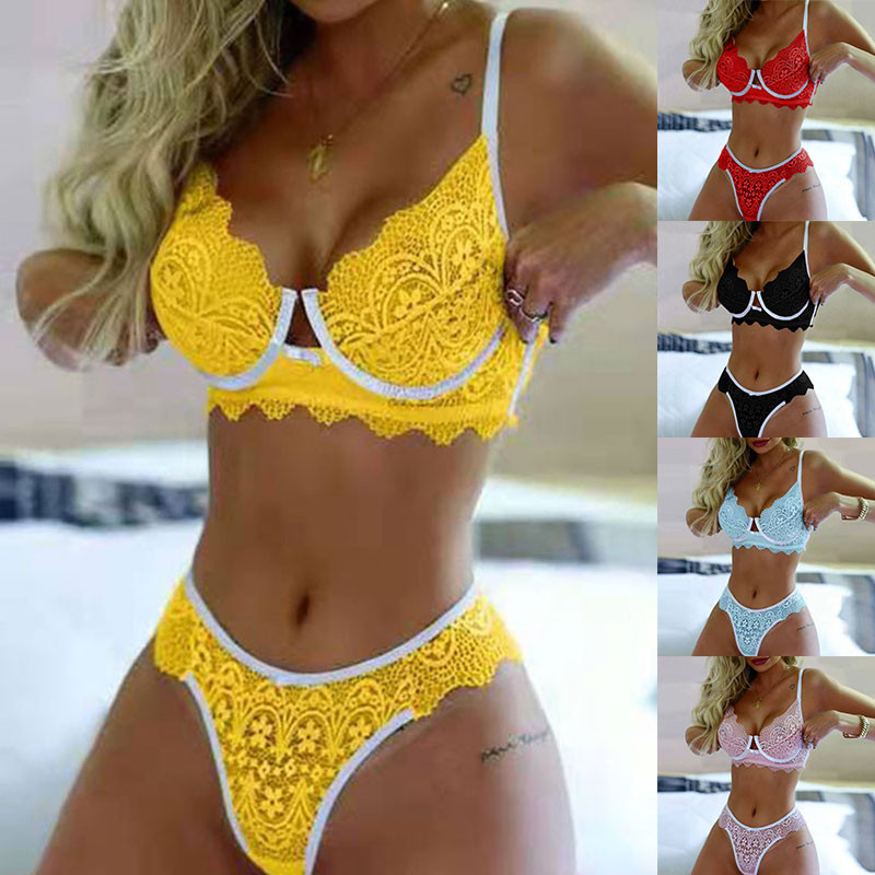 Naiste seksikas naistepesu korsett Push Up rinnahoidja Naiste stringid G-String pesukomplekt pesurinnahoidja + stringid pidžaamad läbi vaadata