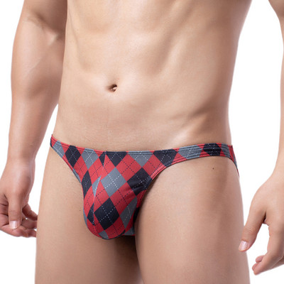 Ice Silk ανδρικά εσώρουχα Σέξι ανδρικά σλιπ Εσώρουχα καρό αναπνεύσιμο ανδρικό μπικίνι Jockstrap Cuecas πουγκί πέους Ανδρικά σώβρακα