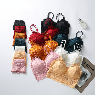 Naiste pitsist rinnahoidjakomplekt Seksikas pesukomplekt Prantsuse bralette pitspüksid Kärbitud rinnahoidjapüksid, naiste intiimne, õmblusteta aluspesu komplekt
