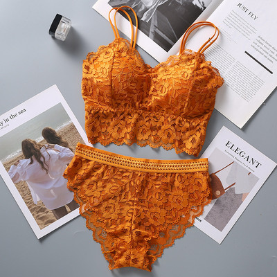 Set de sutien din dantelă pentru femei Set de lenjerie sexy Bralette franceză Chiloți din dantelă Set de chiloți sutien decupat Set de lenjerie intimă fără sudură pentru femei