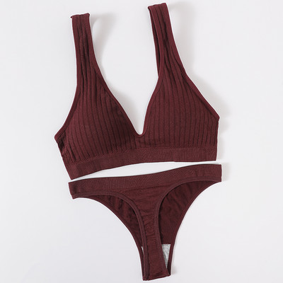 Lenjerie de corp pentru femei Set de chiloți sutien sport Sutien fără sârmă Set sexy de top fără cusături Slip cu talie înaltă Set de lenjerie cu decolteu în V