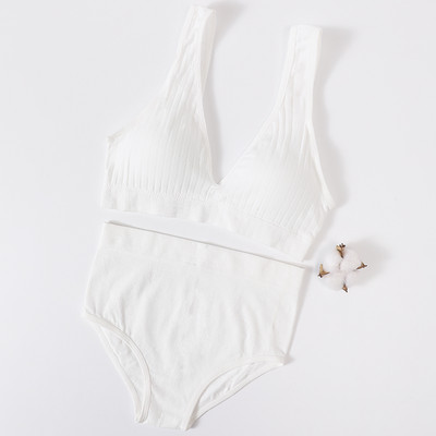 Lenjerie de corp pentru femei Set de chiloți sutien sport Sutien fără sârmă Set sexy de top fără cusături Slip cu talie înaltă Set de lenjerie cu decolteu în V