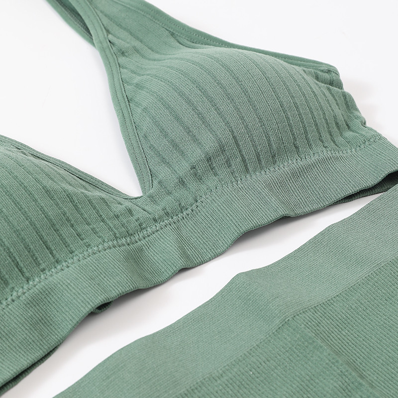 Lenjerie de corp pentru femei Set de chiloți sutien sport Sutien fără sârmă Set sexy de top fără cusături Slip cu talie înaltă Set de lenjerie cu decolteu în V