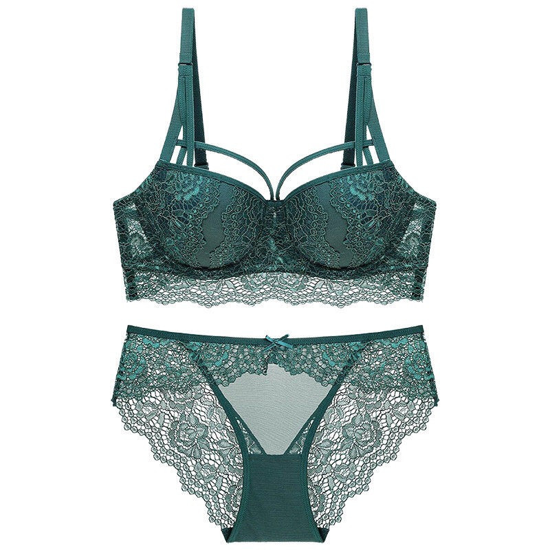 TEEVANCCE Set sutien din dantela sexy cupa 3/4 sutien cu cravată încrucișată pentru femei Seturi de lenjerie pentru femei 70-85A BC Lenjerie intima sutien chiloți