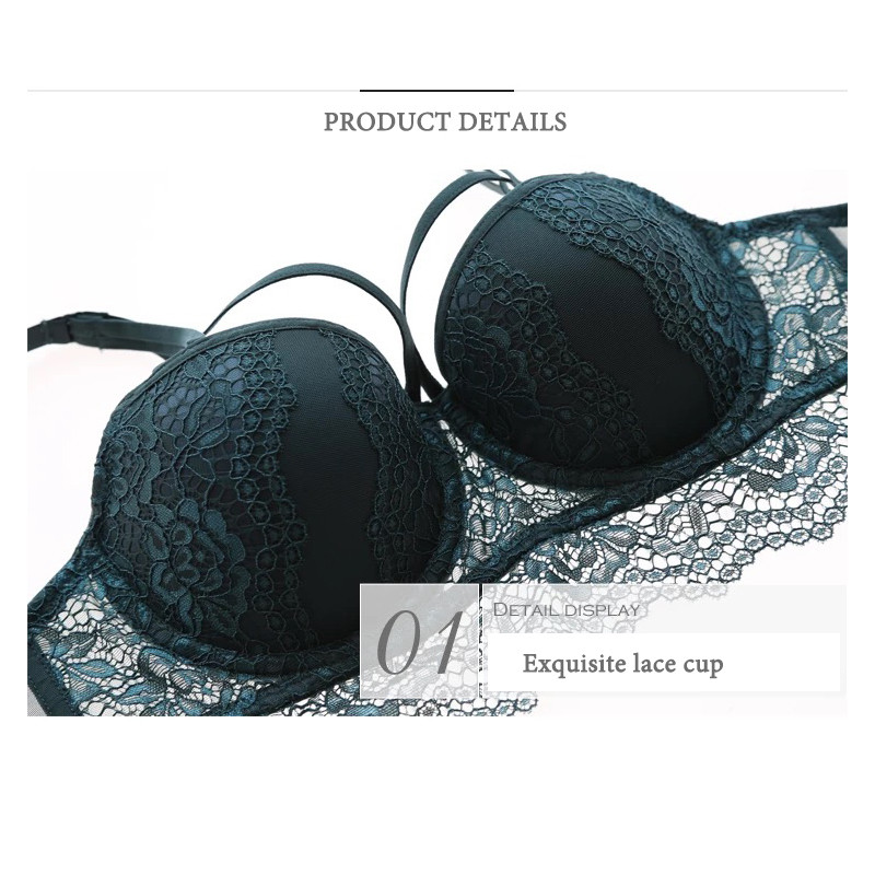 TEEVANCCE Set sutien din dantela sexy cupa 3/4 sutien cu cravată încrucișată pentru femei Seturi de lenjerie pentru femei 70-85A BC Lenjerie intima sutien chiloți