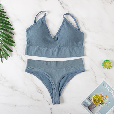 Aluspesu rinnahoidjakomplekt Naiste juhtmevaba pesu aluspüksid Push Up rinnahoidja G-String õmblusteta sporditank Fitness Crop Top 2022