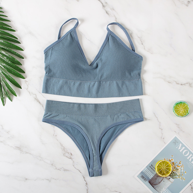 Aluspesu rinnahoidjakomplekt Naiste juhtmevaba pesu aluspüksid Push Up rinnahoidja G-String õmblusteta sporditank Fitness Crop Top 2022