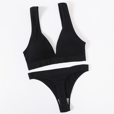 Set de lenjerie de corp fără sudură pentru femei Sutien Push Up fără fir Top Sutien în V adânc Thong Sport Bralette Set de lenjerie sexy Crop Top Sutien
