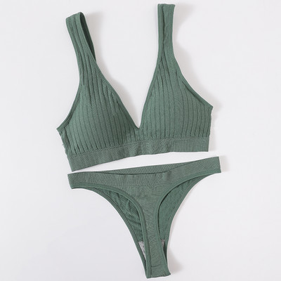 Set de lenjerie de corp fără sudură pentru femei Sutien Push Up fără fir Top Sutien în V adânc Thong Sport Bralette Set de lenjerie sexy Crop Top Sutien