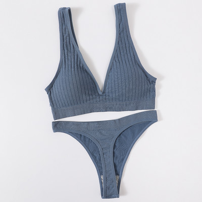 Set de lenjerie de corp fără sudură pentru femei Sutien Push Up fără fir Top Sutien în V adânc Thong Sport Bralette Set de lenjerie sexy Crop Top Sutien