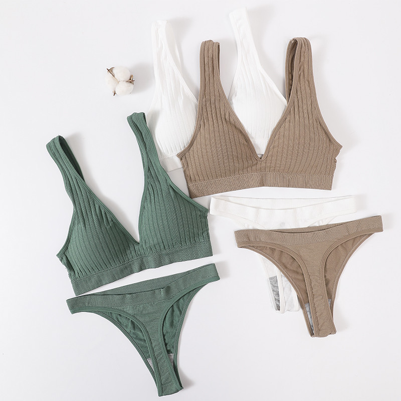 Set de lenjerie de corp fără sudură pentru femei Sutien Push Up fără fir Top Sutien în V adânc Thong Sport Bralette Set de lenjerie sexy Crop Top Sutien