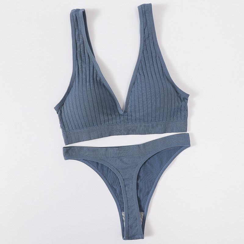 Set de lenjerie de corp fără sudură pentru femei Sutien Push Up fără fir Top Sutien în V adânc Thong Sport Bralette Set de lenjerie sexy Crop Top Sutien