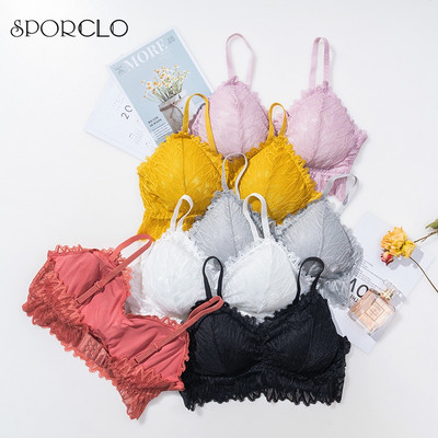 SPORCLO 1 PC pitsist top rinnahoidja naistele 6 värvi polsterdatud rinnahoidjad Full Cup Mugav aluspesu mähitud rinnal Bralette aluspesu