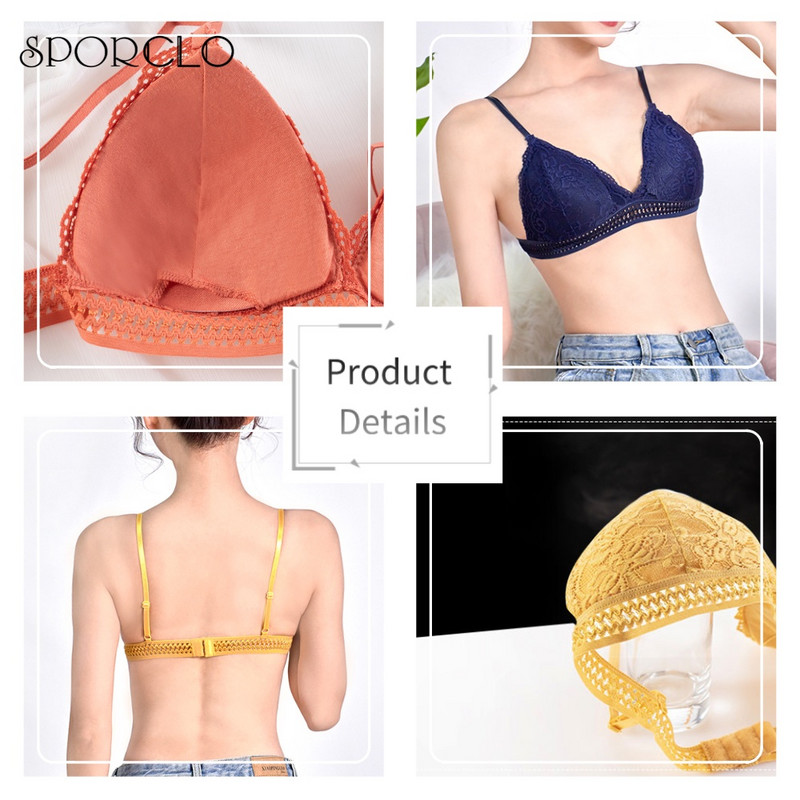 SPORCLO 1 kom. Seksi crni čipkasti podstavljeni grudnjak za žene Bežični Push Up donje rublje 7 boja Žensko donje rublje s izdubljenim naramenicama