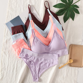 Σετ γυναικεία σουτιέν εσώρουχα σέξι G-string Push Up σουτιέν Crop Top χωρίς ραφές Fitness Active σουτιέν Top Thongs Γυναικεία εσώρουχα