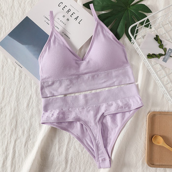 Дамски сутиен Комплект бикини Секси G-String Push Up сутиен Крап топ Безшевно бельо Фитнес Активен сутиен Топ Прашки Дамски комплект бельо