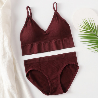 Σετ γυναικεία σουτιέν εσώρουχα σέξι G-string Push Up σουτιέν Crop Top χωρίς ραφές Fitness Active σουτιέν Top Thongs Γυναικεία εσώρουχα