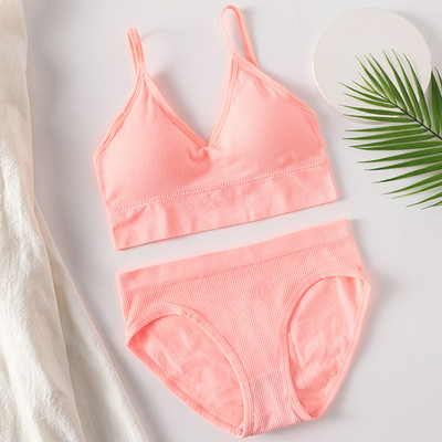 Σετ γυναικεία σουτιέν εσώρουχα σέξι G-string Push Up σουτιέν Crop Top χωρίς ραφές Fitness Active σουτιέν Top Thongs Γυναικεία εσώρουχα