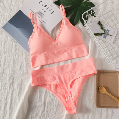 Σετ γυναικεία σουτιέν εσώρουχα σέξι G-string Push Up σουτιέν Crop Top χωρίς ραφές Fitness Active σουτιέν Top Thongs Γυναικεία εσώρουχα