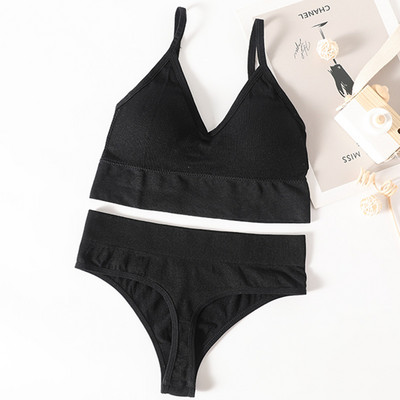 Σετ γυναικεία σουτιέν εσώρουχα σέξι G-string Push Up σουτιέν Crop Top χωρίς ραφές Fitness Active σουτιέν Top Thongs Γυναικεία εσώρουχα