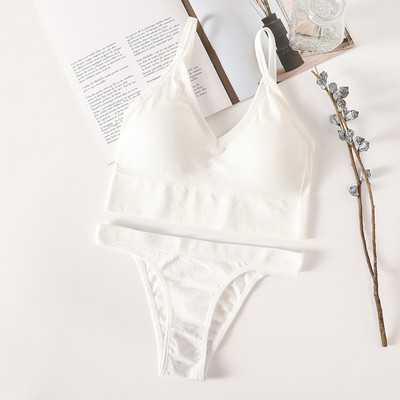 Set sutien fără cusături Set lenjerie de corp pentru femei Sutien sport Crop Top Tanga cu talie joasă Push up Fitness Sutien Sutiene fără spate