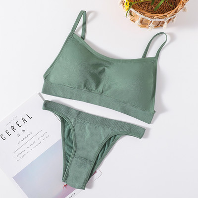 Set sutien fără cusături Set lenjerie de corp pentru femei Sutien sport Crop Top Tanga cu talie joasă Push up Fitness Sutien Sutiene fără spate