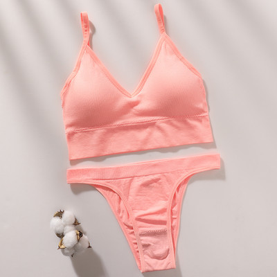 Set sutien fără cusături Set lenjerie de corp pentru femei Sutien sport Crop Top Tanga cu talie joasă Push up Fitness Sutien Sutiene fără spate