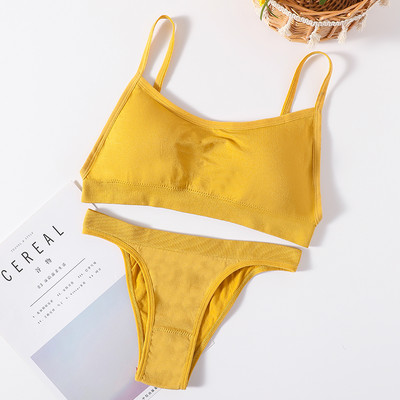 Set sutien fără cusături Set lenjerie de corp pentru femei Sutien sport Crop Top Tanga cu talie joasă Push up Fitness Sutien Sutiene fără spate