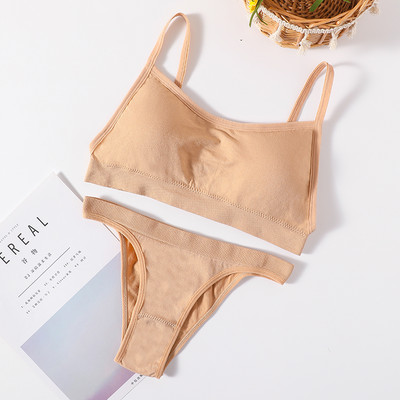 Set sutien fără cusături Set lenjerie de corp pentru femei Sutien sport Crop Top Tanga cu talie joasă Push up Fitness Sutien Sutiene fără spate