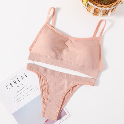 Set sutien fără cusături Set lenjerie de corp pentru femei Sutien sport Crop Top Tanga cu talie joasă Push up Fitness Sutien Sutiene fără spate