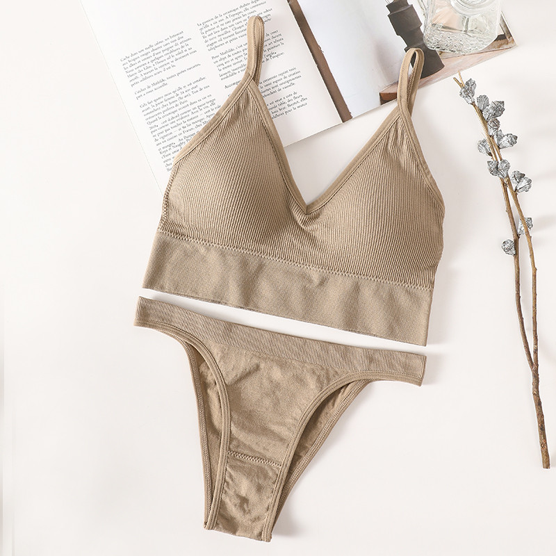 Set sutien fără cusături Set lenjerie de corp pentru femei Sutien sport Crop Top Tanga cu talie joasă Push up Fitness Sutien Sutiene fără spate