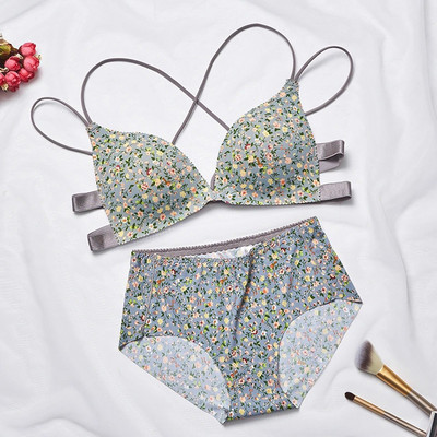 Ženski komplet grudnjaka s cvjetnim printom Donje rublje Seksi Push Up donje rublje Ljepota Bežični prsluk Ženska prednja kopča Bešavni leopard grudnjak