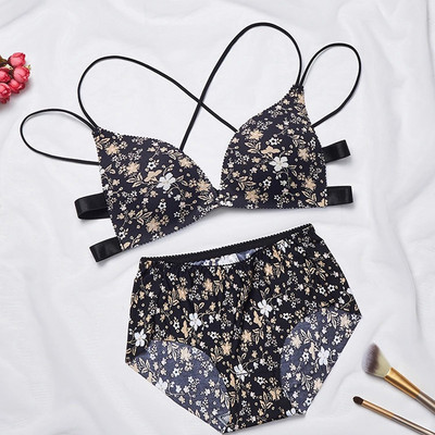 Ženski komplet grudnjaka s cvjetnim printom Donje rublje Seksi Push Up donje rublje Ljepota Bežični prsluk Ženska prednja kopča Bešavni leopard grudnjak
