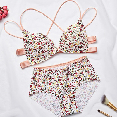 Ženski komplet grudnjaka s cvjetnim printom Donje rublje Seksi Push Up donje rublje Ljepota Bežični prsluk Ženska prednja kopča Bešavni leopard grudnjak