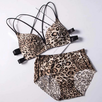Ženski komplet grudnjaka s cvjetnim printom Donje rublje Seksi Push Up donje rublje Ljepota Bežični prsluk Ženska prednja kopča Bešavni leopard grudnjak