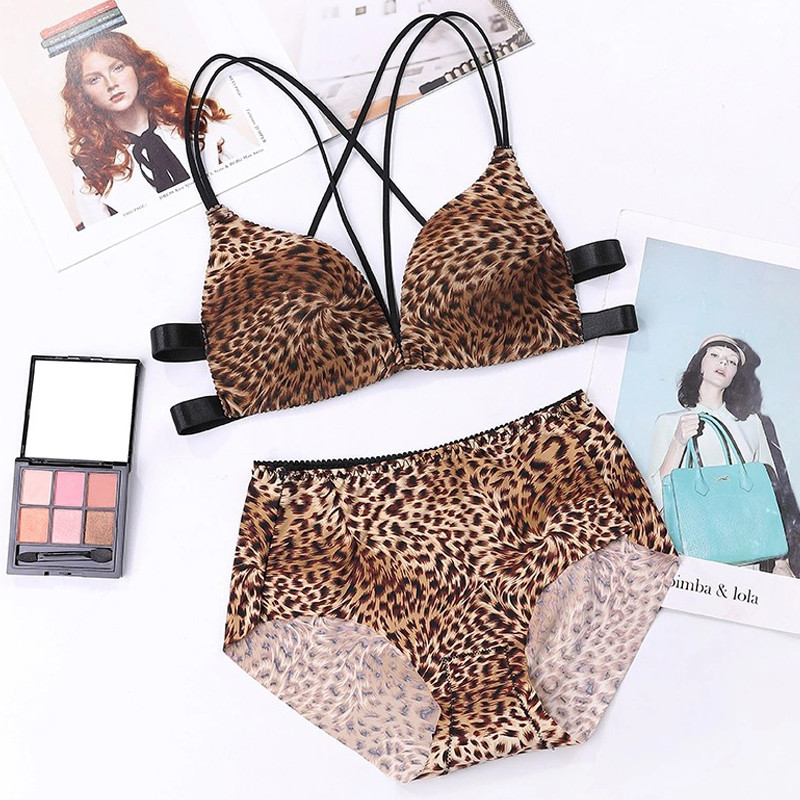 Ženski komplet grudnjaka s cvjetnim printom Donje rublje Seksi Push Up donje rublje Ljepota Bežični prsluk Ženska prednja kopča Bešavni leopard grudnjak
