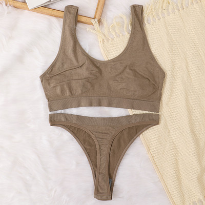 Naiste õmblusteta rinnahoidjakomplekt Seksikad stringid madala vöökohaga aluspüksid Traadita rinnahoidja Bralette naistepesu Rinnahoidja soonik tops Naiste aluspesu komplekt