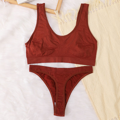 Naiste õmblusteta rinnahoidjakomplekt Seksikad stringid madala vöökohaga aluspüksid Traadita rinnahoidja Bralette naistepesu Rinnahoidja soonik tops Naiste aluspesu komplekt