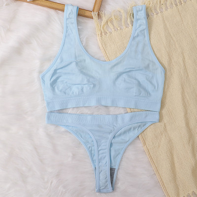 Naiste õmblusteta rinnahoidjakomplekt Seksikad stringid madala vöökohaga aluspüksid Traadita rinnahoidja Bralette naistepesu Rinnahoidja soonik tops Naiste aluspesu komplekt