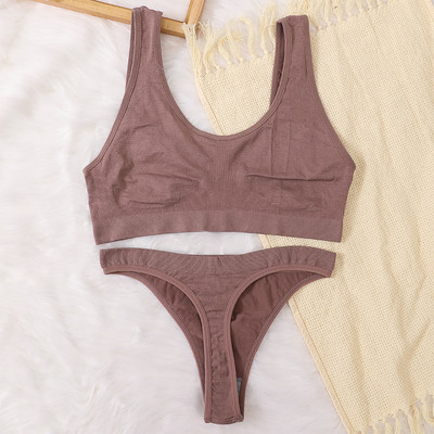 Naiste õmblusteta rinnahoidjakomplekt Seksikad stringid madala vöökohaga aluspüksid Traadita rinnahoidja Bralette naistepesu Rinnahoidja soonik tops Naiste aluspesu komplekt