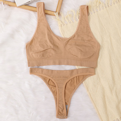 Naiste õmblusteta rinnahoidjakomplekt Seksikad stringid madala vöökohaga aluspüksid Traadita rinnahoidja Bralette naistepesu Rinnahoidja soonik tops Naiste aluspesu komplekt