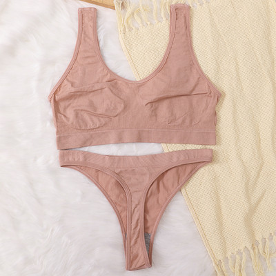 Naiste õmblusteta rinnahoidjakomplekt Seksikad stringid madala vöökohaga aluspüksid Traadita rinnahoidja Bralette naistepesu Rinnahoidja soonik tops Naiste aluspesu komplekt