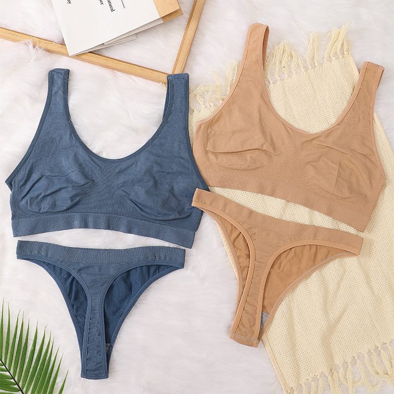 Naiste õmblusteta rinnahoidjakomplekt Seksikad stringid madala vöökohaga aluspüksid Traadita rinnahoidja Bralette naistepesu Rinnahoidja soonik tops Naiste aluspesu komplekt