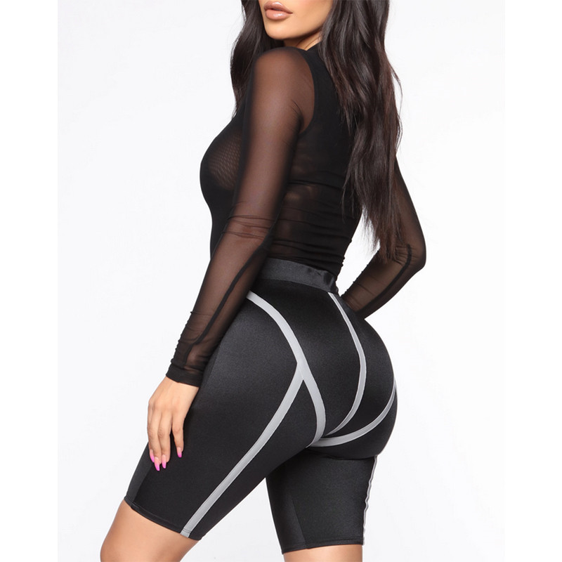 2019. aasta võrgust body, Romper Bodycon Jumpsuit Turtleneck Skinny Body ülikond, läbipaistev uus naiste seksikas keharõivas päikeseülikond