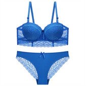 SHENGMEIYU Lenjerie de corp din dantelă Set de costume pentru femei Seturi sexy pentru femei Lenjerie Push Up Cupă cu mucegai mijlociu Chiloți bralette ajustați