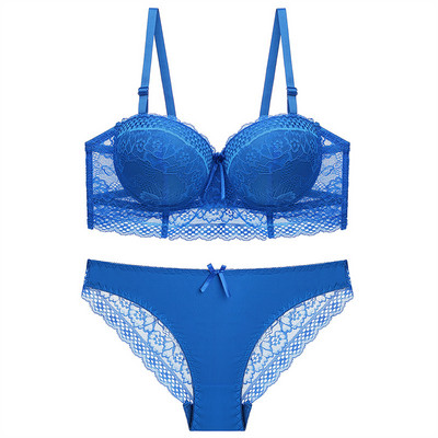 SHENGMEIYU Lenjerie de corp din dantelă Set de costume pentru femei Seturi sexy pentru femei Lenjerie Push Up Cupă cu mucegai mijlociu Chiloți bralette ajustați