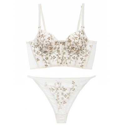 Arherigele Lenjerie sexy pentru femei Set de lenjerie intima Sutien din dantelă cu broderie Set de lenjerie pentru femei Push Up Thin Bralette Sutien în V adânc